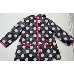 Carters Toddler Polka Dot Raincoat 3T Black & Pink With Hood & Pockets